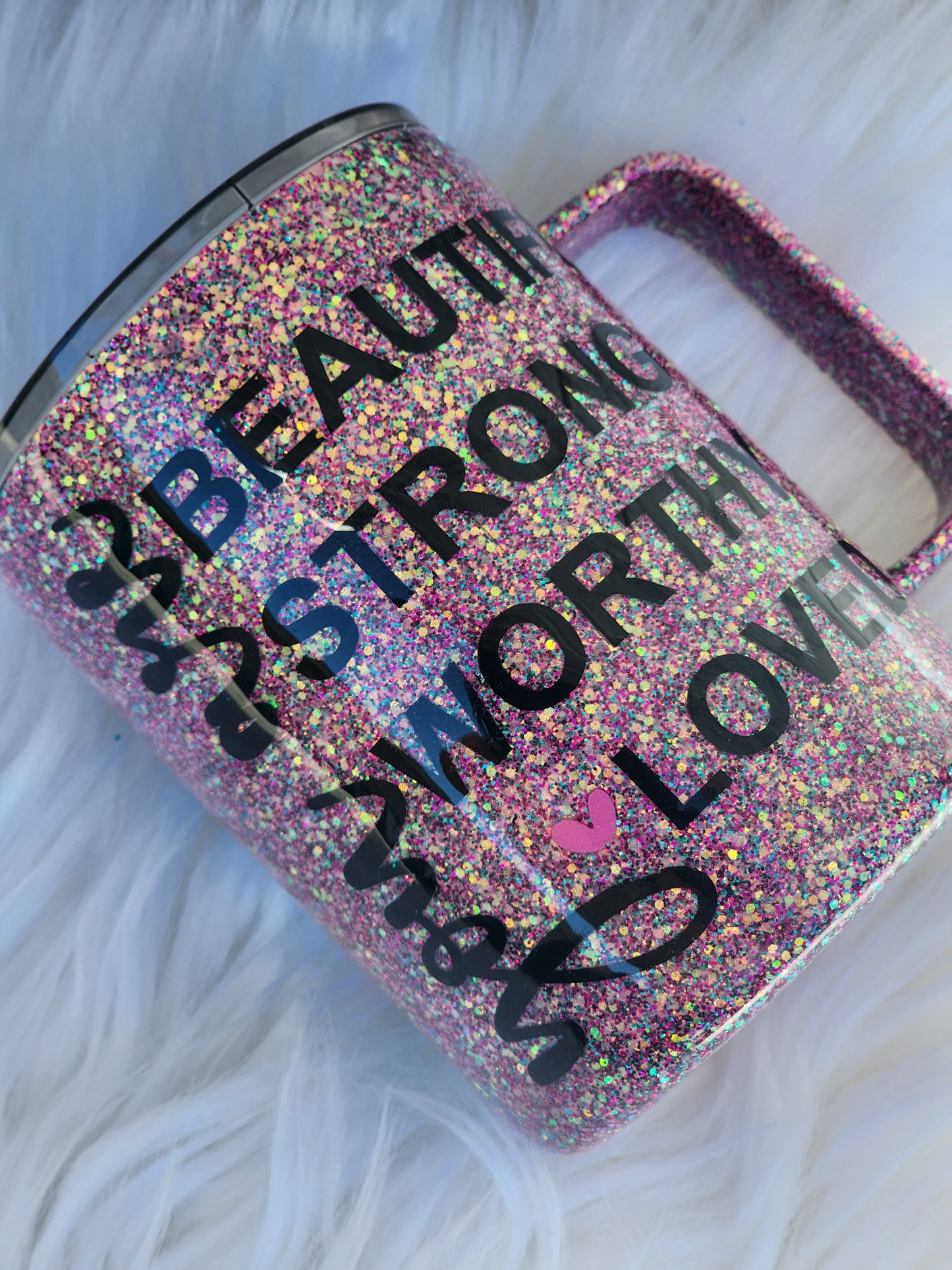 BEAUTIFUL, STRONG, WORTHY, LOVED 12oz stainless steel mug
