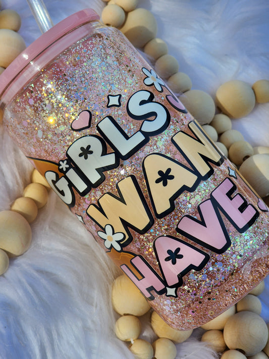 Girls just wanna have pan 16oz glass can